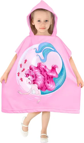 Miniatura 11 de HUANLANG Toalla de playa con capucha para niños y niñas, toalla de playa para baño, piscina, poncho de playa, toalla de algodón súper suave