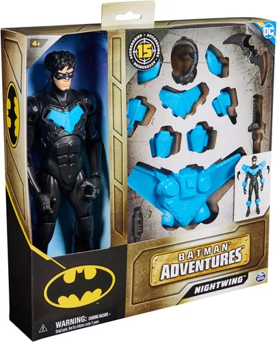 Miniatura 9 de DC Comics, Batman Adventures, figura de acción Nightwing, 15 accesorios de armadura, 17 puntos de articulación, 12 pulgadas, juguete de superhéroe