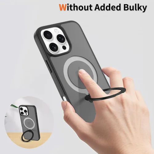 Miniatura 4 de Funda con soporte ultra magnético para iPhone 15 Pro [protección militar contra caídas] [compatible con MagSafe] a prueba de golpes, translúcida