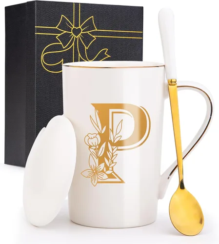 Miniatura 26 de Tazas personalizadas con iniciales en letra A con flores, taza de café personalizada con letra A, tazas personalizadas con letras geniales