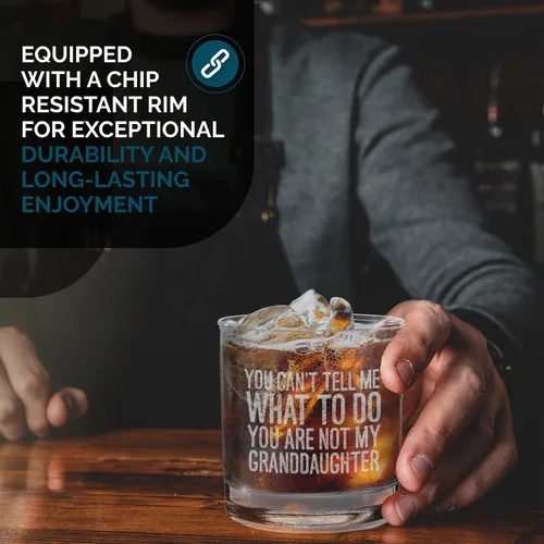 Miniatura 5 de shop4ever Vaso de whisky grabado con texto en inglés "You Can't Tell Me What To Do You Are Not My Granddaughter - Regalo para el Día del Padre