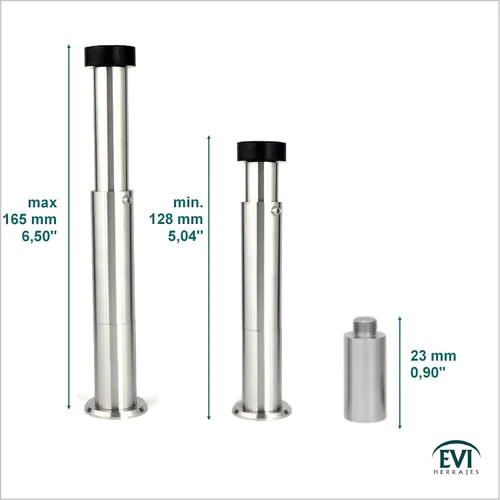 Miniatura 2 de EVI Tope de puerta montado en la pared Caucho negro de silicona natural Instalación de adhesivo o tornillo Acero inoxidable Longitud