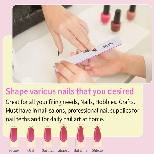 Miniatura 7 de Herramientas profesionales de manicura de lima de uñas para aseo y peinado, extensión de uñas de polietileno en salón, doble cara, grano 80/80, 12
