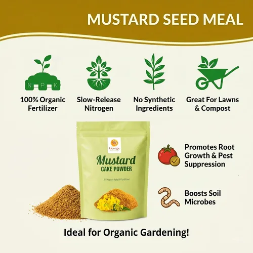 Miniatura 3 de Polvo de pastel de aceite de mostaza, fertilizante natural multiusos para flores, verduras, hierbas, árboles frutales y plantas, alimentos naturales