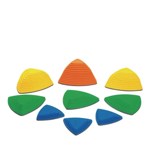 Miniatura 3 de Excellerations Primary River Stones - Juego de 18 piedras antideslizantes en cuatro alturas graduadas para juego activo, ligero y apilable
