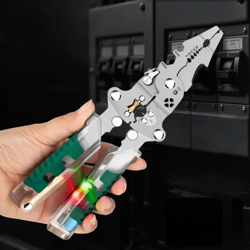 Miniatura 8 de 18 En 1 pelacables plegable, pelacables nuevos 2025 con detector de voltaje, alicates pelacables multifuncionales para cortar y extraer cables