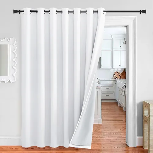 Miniatura 29 de NICETOWN Cortinas de Lino Sintético Angora con Barrera de Sonido que Aísla el Polvo, 100% Opacas, de 84 Pulgadas de Largo, 1 Panel, Cortinas