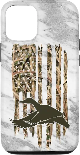 Miniatura 25 de Funda de caza de caza para iPhone 13 Pro Max con diseño de camuflaje gris y bandera de Estados Unidos