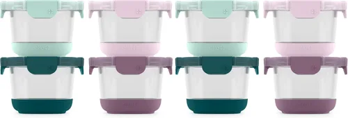 Ello Duraglass Refresh - Paquete de 8 recipientes de vidrio reutilizables de 2 tazas con tapas a prueba de fugas y fundas protectoras de silicona,