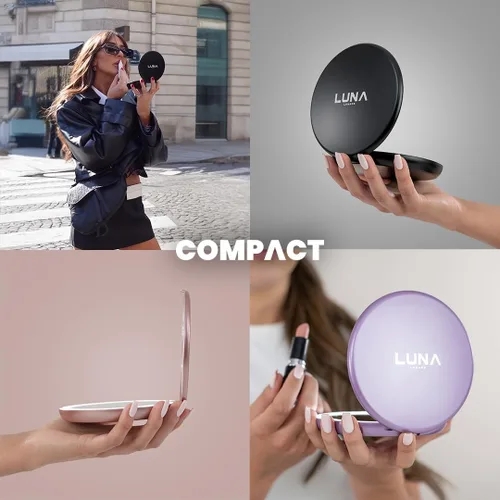 Miniatura 7 de LUNA London Compact Travel Mirror Travel Makeup Mirror with Light LED Lighted Vanity Mirror with 3 Light Modes 7X Magnification Folding Chalk