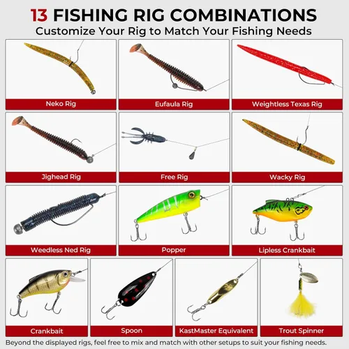 Miniatura 5 de MadBite by KastKing 182/265/400pcs Compact Fishing Tackle Kit - All-in-One Freshwater Hooks, Weights, Bobbers in Tackle Box, Fishing Gear Set for
