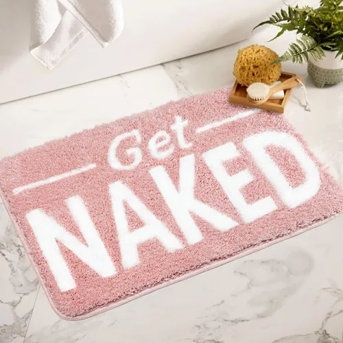 Miniatura 11 de Get Naked - Alfombra de baño larga, alfombra de baño súper suave y divertida, antideslizante, alfombra blanca y negra, alfombra absorbente de agua