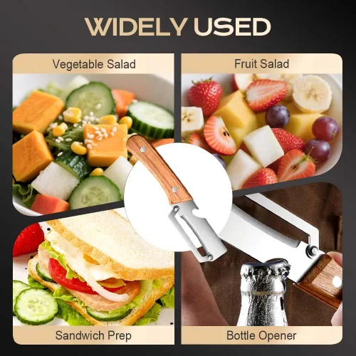 Miniatura 6 de Pelador de verduras multifuncional para cocina, pelador de acero inoxidable 2026, pelador de mango de madera duradero, herramienta de pelado afilada
