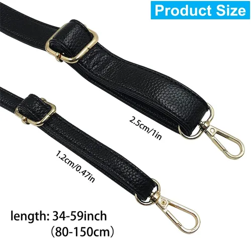 Miniatura 6 de findTop Paquete de 2 correas ajustables de repuesto de cuero para bolso de mano con hebillas giratorias de metal, longitud 34-59 pulgadas, ancho