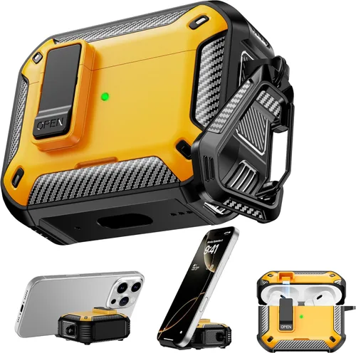 Miniatura 27 de RFUNGUANGO Funda protectora para AirPods Pro de 2ª generación con kit de limpieza, funda rígida militar con cerradura para funda de carga de AirPod