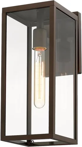 Miniatura 25 de Bestshared Aplique de pared para exteriores, paquete de 2 faroles de pared exteriores de 15 pulgadas con vidrio transparente, luces negras