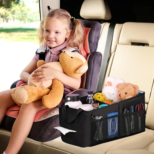 Miniatura 5 de HEYSKAY Organizador de asiento de automóvil, organizador de asiento de pasajero, organizador plegable de asiento de automóvil pequeño para consola