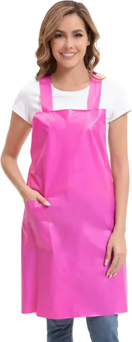 Miniatura 2 de Nanxson Delantal impermeable de TPU con bolsillo, delantales de trabajo ligeros para niñas, estilo H para lavar platos, aseo de mascotas, jardinería