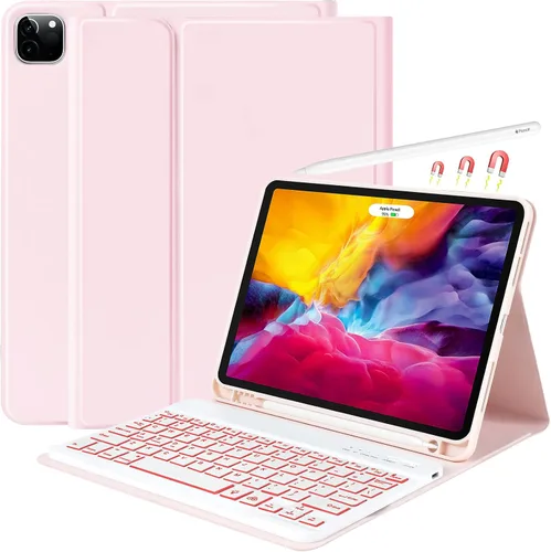 besky Funda de teclado para iPad Air de 11 pulgadas con teclado M3/M2 (2025/2024) y serie Air (6ª/5ª/4ª generación), para iPad Pro 11 (4ª/3ª Rosa