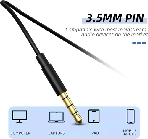 Miniatura 3 de MORMOQUE EP-06 Auriculares con cable intrauriculares, auriculares con micrófono incorporado, auriculares con aislamiento de ruido, conector de Negro