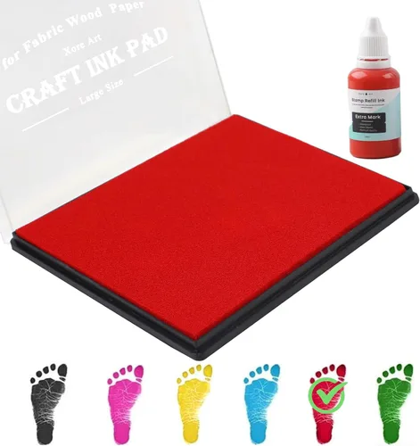 Miniatura 9 de Almohadilla grande de tinta de 5"x4" lavable, almohadilla de tinta para sellos para huella de mano y huella de bebé con recarga premium de tinta