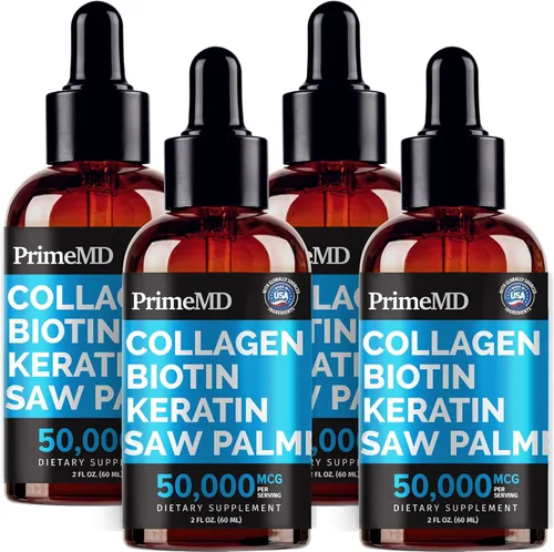 Miniatura 7 de 4 en 1 Biotina Líquida Colágeno Queratina Palmetto 25000 mcg Gotas Cabello Piel y Uñas Vitaminas con Biotina y Suplemento de Colágeno 2.0 fl oz