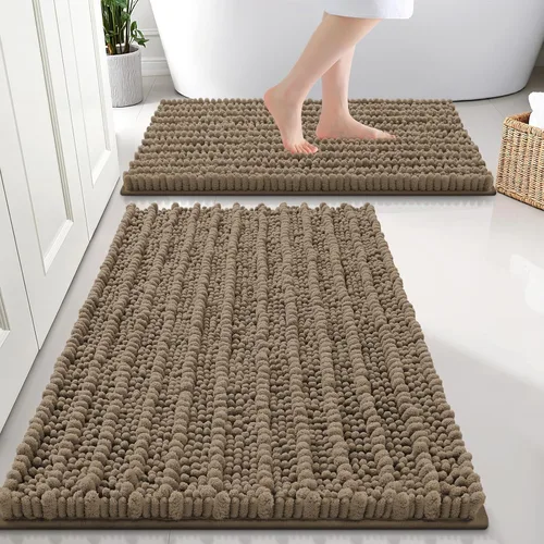 Miniatura 48 de Smiry Juego de 2 alfombras de baño, suaves y absorbentes, parte trasera de goma antideslizante, lavables a máquina, juego de alfombras de baño