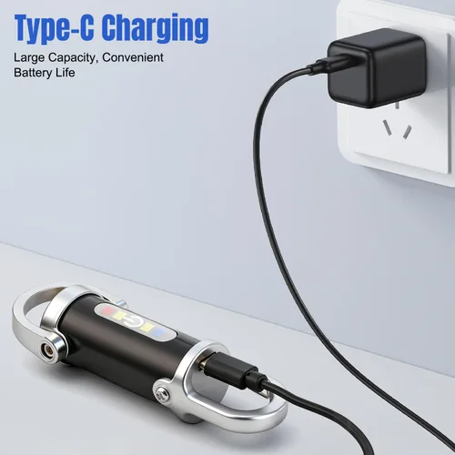 Miniatura 7 de 2 linternas portátiles recargables brillantes, tipo C, USB, mini luz LED, llavero cargador de teléfono, 7 modos de iluminación para campamento