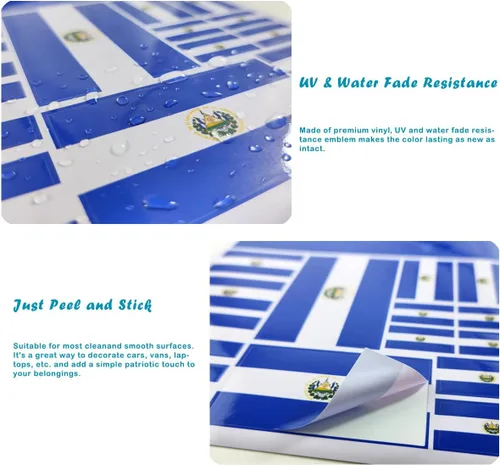 Miniatura 4 de QQSD Calcomanía de bandera de El Salvador en varios tamaños, paquete de 3, 11.7 x 8.3 pulgadas