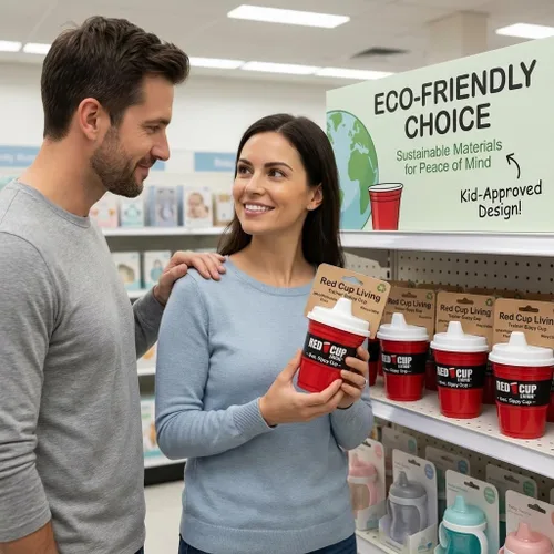 Miniatura 8 de Red Cup Living Vaso entrenador para bebé, 8 onzas, sin BPA, a prueba de derrames, no tóxico, apto para lavavajillas, tapa a prueba de fugas, fácil