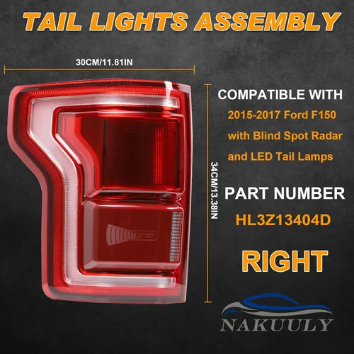 Miniatura 2 de juego de ópticas traseras LED con luz de freno y señal de giro para lado del pasajero derecho, compatible con Ford F150 2015 2016 2017