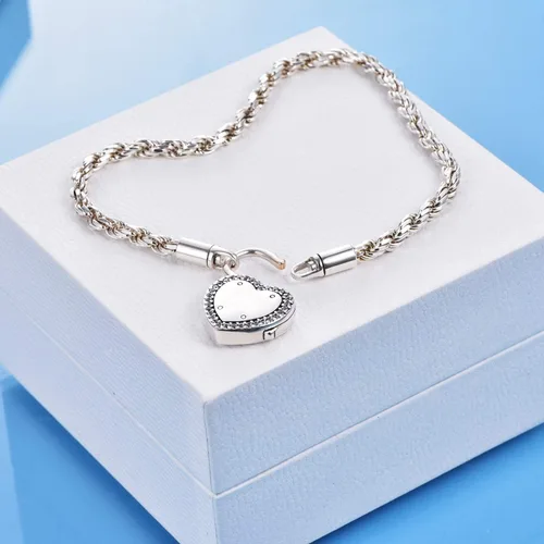 Miniatura 3 de ONEFINITY Pulsera de urnas para cenizas humanas con cierre de corazón dije de urna y cenizas pulsera de plata de ley 925 pulsera de recuerdo
