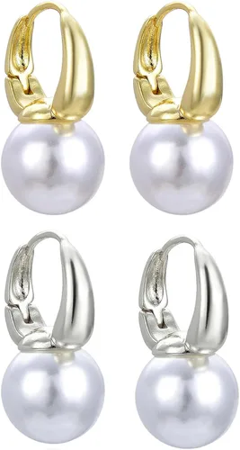 2 pares de aretes de aro geométricos vintage, aretes de aro de oro y plata geométricos con forma de lágrima de corazón geométrico, aretes de aro