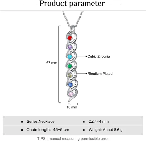 Miniatura 34 de Gemszoo Personalized Twisted Name Necklace with Simulated Birthstones Mother Daughter Pendant Gifts for Women Mom Grandma