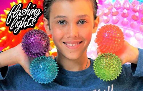 Miniatura 3 de JA-RU Bola de luz (1 bola) Bolas de goma con puntas para niños. Juguete para aliviar el estrés, productos sensoriales para autismo, juguete