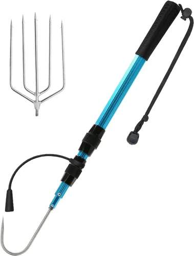 Miniatura 8 de Sanlike - Gaff telescópico para pesca con lanza de acero inoxidable, aparejo de pesca marina, mango suave de aleación de aluminio para herramienta