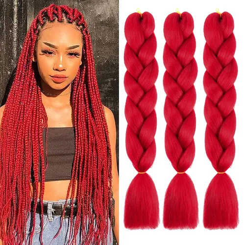 Miniatura 61 de Xiaofeng Extensiones de cabello trenzado coloridas Ombre de 61 cm, 3 unidades, trenzas Jumbo de alta temperatura para trenzas en zigzag y trenzas