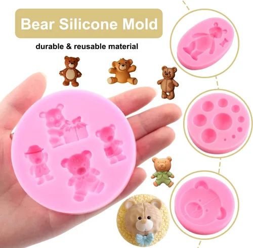 Miniatura 2 de Zixiang Molde de fondant de perlas 3D, molde de silicona para fondant, bolas de perlas semiesferas, moldes de chocolate para oso de peluche