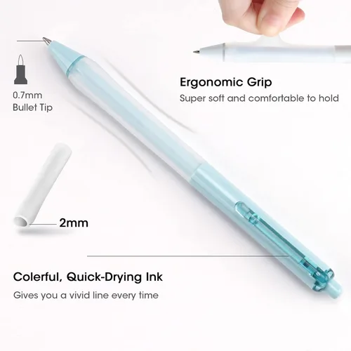 Miniatura 2 de WRITECH Bolígrafos retráctiles de tinta de gel: tinta negra de 0.028 in de punta fina media, punta extra suave, sin manchas de sangrado, bolígrafos