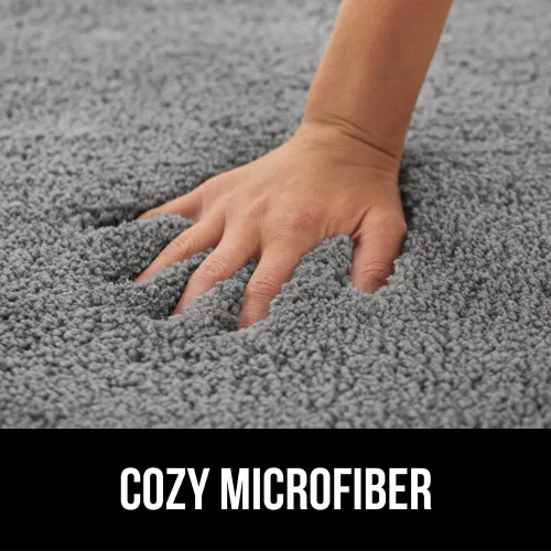 Miniatura 3 de GORILLA GRIP Alfombras de baño, ultra suaves, absorbentes, de felpa gruesa, lavables a máquina, microfibra de secado rápido, tapetes para ducha, Gris