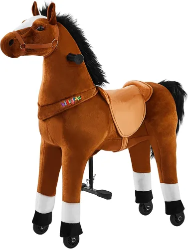 Juguete de caballo para niños que montan a caballo, poni, ciclo, mecánico, acción de caminar, animal de peluche para 4 a 9 años, sin batería ni