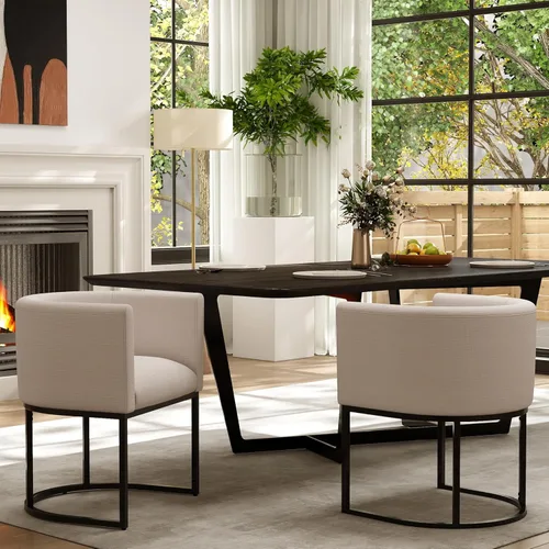Miniatura 20 de RIVOVA Silla de Comedor Tapizada, Sillón Lateral Moderno Tipo Barril Tapizado, Sillas de Comedor Tapizadas, Cómodo Sillón, Silla Lateral de Cocina