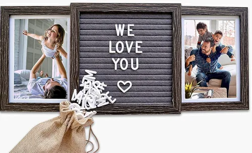 Marcos de Fotos Personalizados – Marco de Fotos Personalizado en Marrón – Regalos de Fotos Personalizados para Papá, Mamá, Abuelo o Papá – Dos Fotos