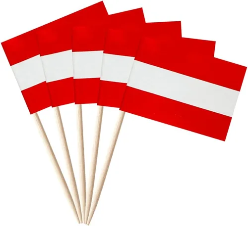 Miniatura 36 de stidsds 100 banderas de Albania con palillos de dientes de Albania, mini adornos pequeños para cupcakes albaneses, banderas de palo para fiesta