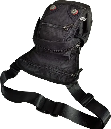 Miniatura 4 de Bolsa de nailon para la pierna, bolsa de muslo Riñonera táctica para hombro, Negro -, M