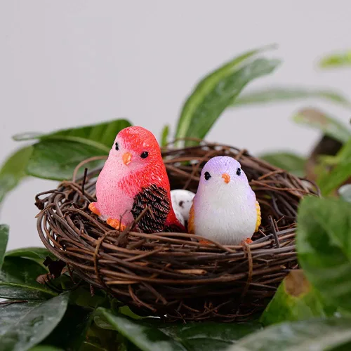 Miniatura 4 de Figuras decorativas de pájaros en miniatura, 12 piezas, mini figuras de casa de muñecas de pájaros, accesorios de decoración de jardín de hadas