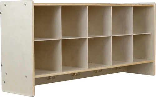 Miniatura 5 de Cubos organizadores de almacenamiento, 10 cubos con ganchos para abrigos, estante colgante de pared para juguetes de niños, guardería, aula, 47 Sin