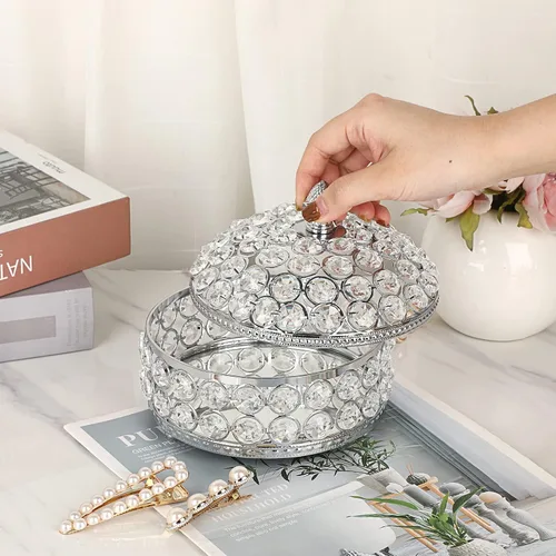 Miniatura 6 de Hipiwe Joyero con espejo de cristal, caja organizadora de baratijas, caja decorativa de lujo para anillos, caja de almacenamiento de aretes, caja