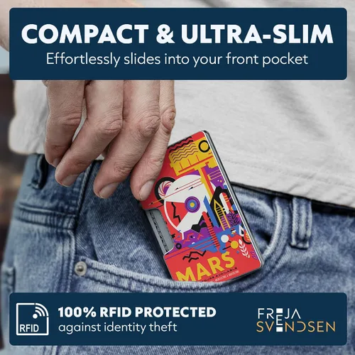 Miniatura 52 de Cartera de aluminio impresa 2.5D para hombres: clip delgado para dinero y tarjetero con barniz selectivo táctil. Bloqueo RFID mejorado, compacto