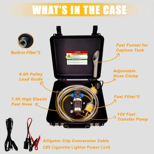 Miniatura 3 de Bomba eléctrica de transferencia de combustible de 12 V, bomba de sifón diésel de gasolina portátil con capacidad de 85 galones/hora, ideal